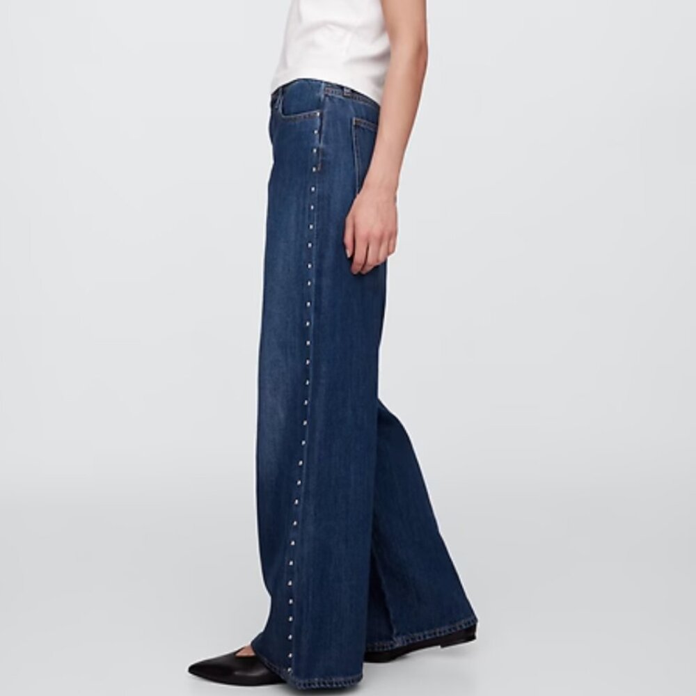 GAP Factory Dark Blue Studded Boot Cut Jeans 8 Short